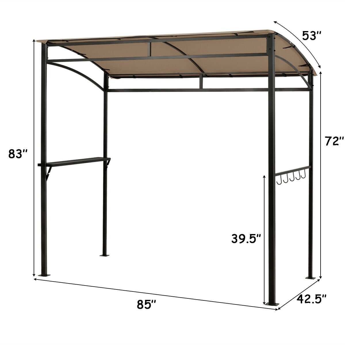 7 x 4.5 Feet Grill Gazebo Outdoor Patio Garden BBQ Canopy Shelter, Brown Gazebos   at Gallery Canada