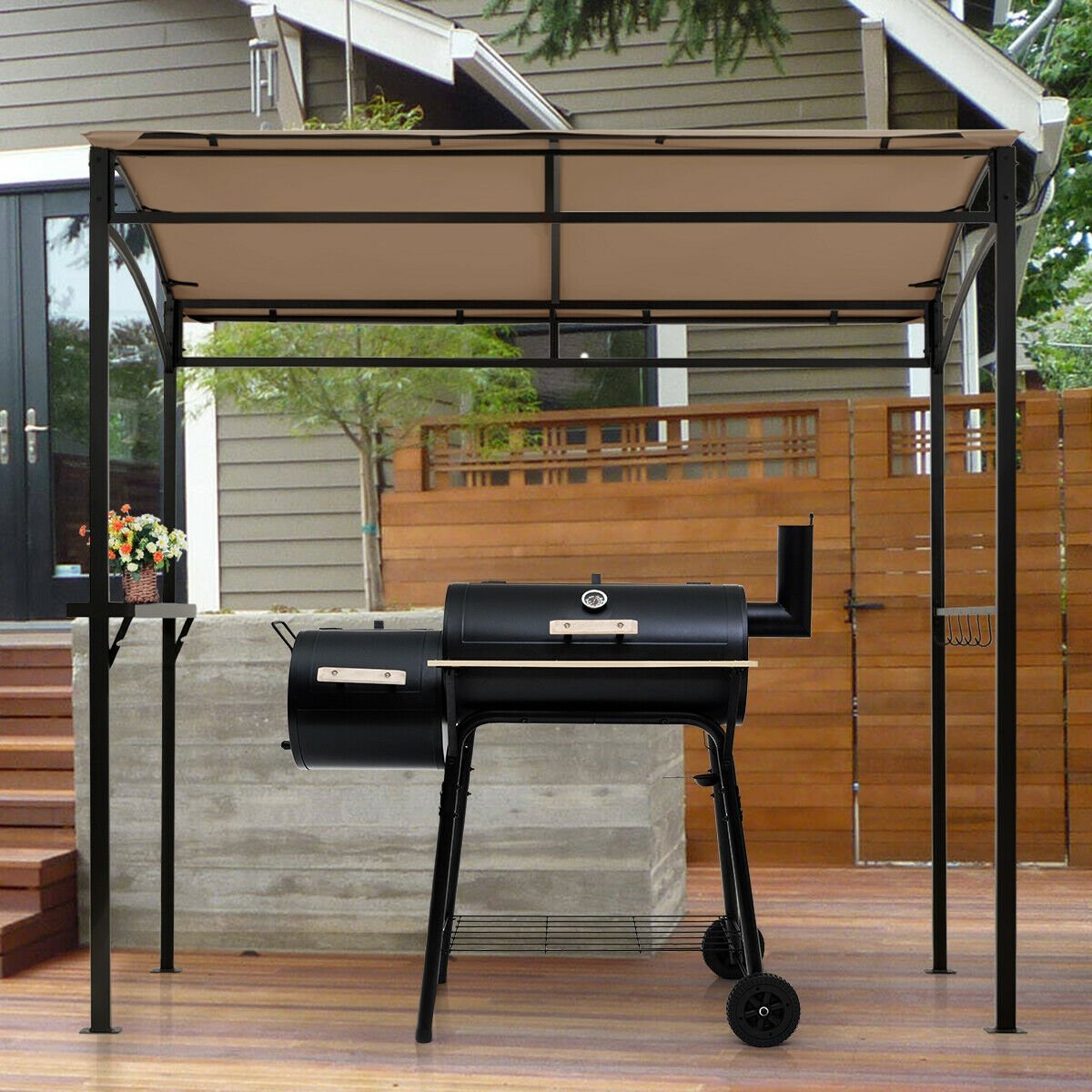 7 x 4.5 Feet Grill Gazebo Outdoor Patio Garden BBQ Canopy Shelter, Brown Gazebos   at Gallery Canada