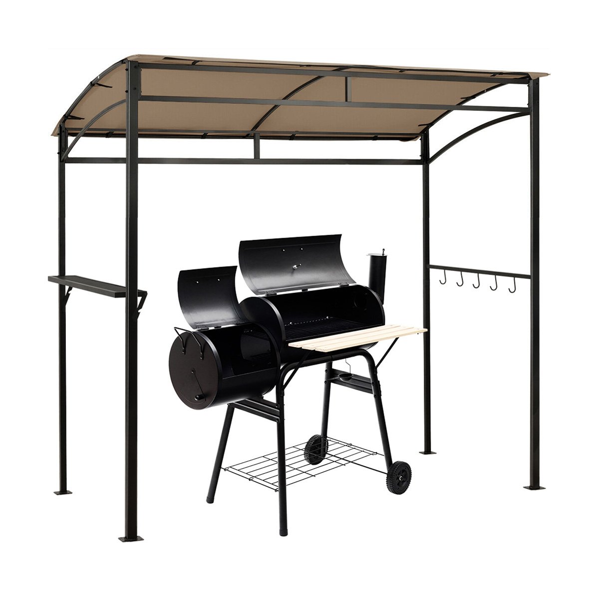 7 x 4.5 Feet Grill Gazebo Outdoor Patio Garden BBQ Canopy Shelter, Brown Gazebos   at Gallery Canada