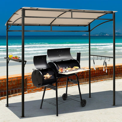 7 x 4.5 Feet Grill Gazebo Outdoor Patio Garden BBQ Canopy Shelter, Beige Gazebos   at Gallery Canada