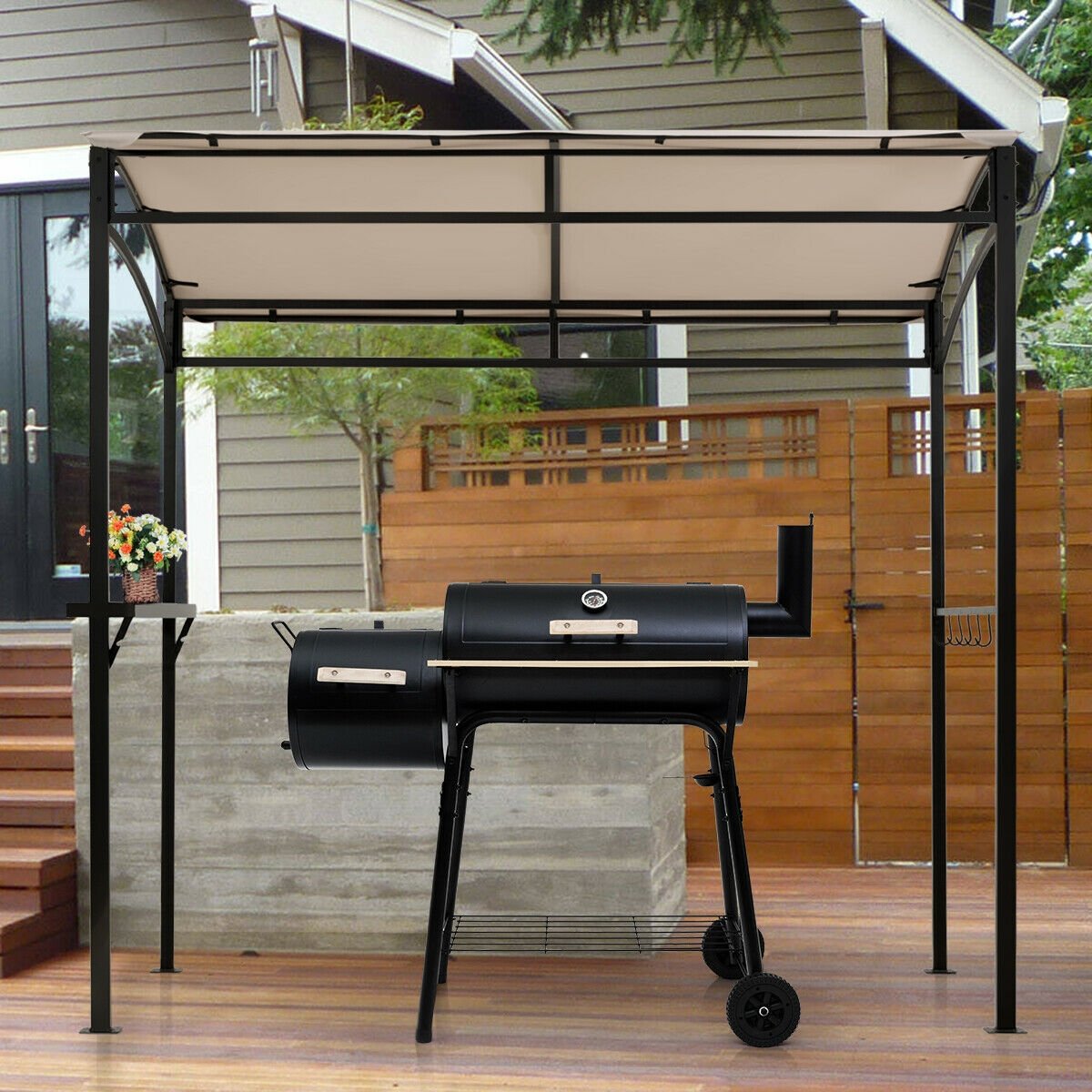 7 x 4.5 Feet Grill Gazebo Outdoor Patio Garden BBQ Canopy Shelter, Beige Gazebos   at Gallery Canada