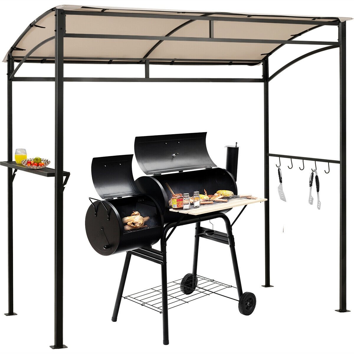 7 x 4.5 Feet Grill Gazebo Outdoor Patio Garden BBQ Canopy Shelter, Beige Gazebos   at Gallery Canada