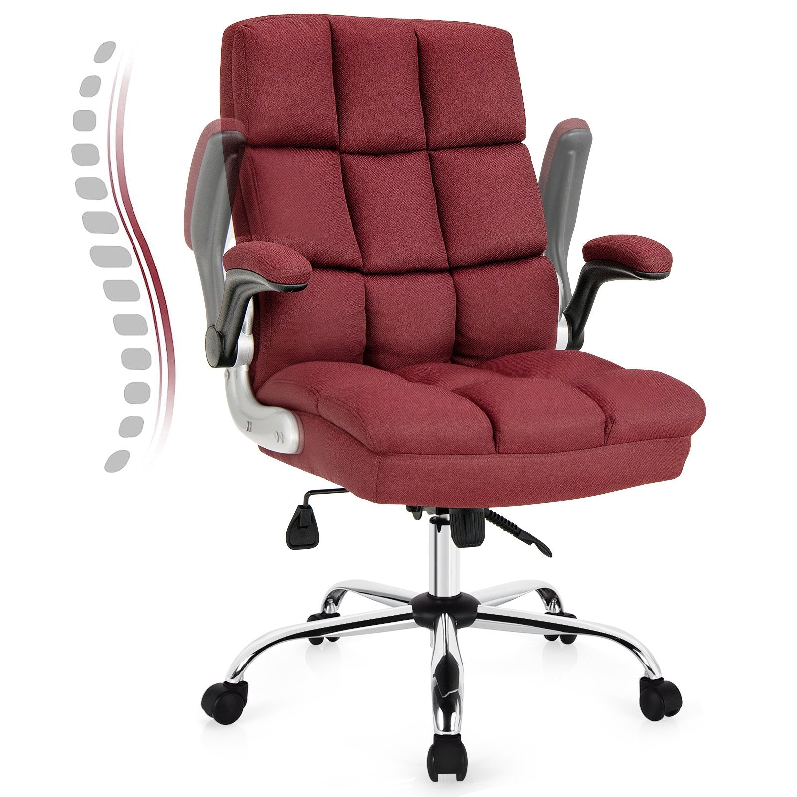 Adjustable Swivel Office Chair with High Back and Flip-up Arm for Home and Office, Red Leisure Chairs   at Gallery Canada