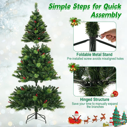 6/7/8 Feet Pre-Lit Artificial Christmas Tree with 300/400/500 LED Lights-6 ft, Green Christmas Tree   at Gallery Canada