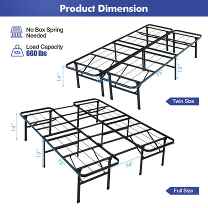 Full/King Size Folding Steel Platform Bed Frame for Kids and Adults-Full Size, Black Folding Beds   at Gallery Canada