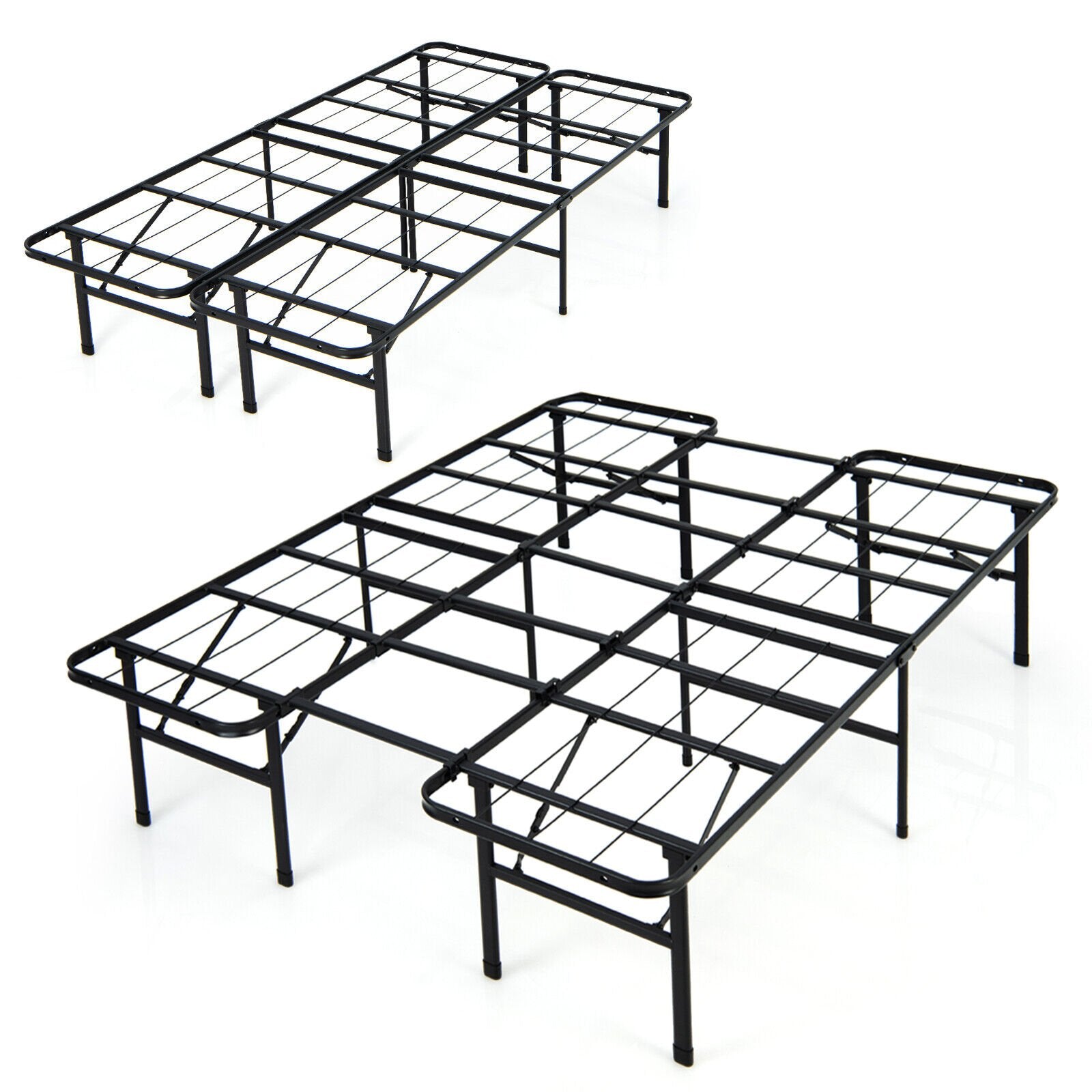 Full/King Size Folding Steel Platform Bed Frame for Kids and Adults-Full Size, Black Folding Beds   at Gallery Canada