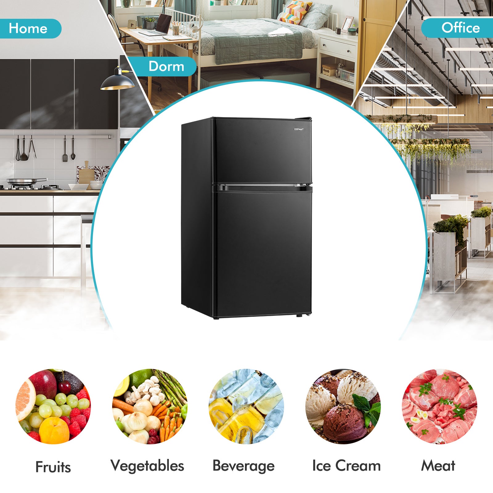 3.2 Cu. Ft Compact Mini Fridge with 5 Temperature Settings, Black Refrigerators & Freezers at Gallery Canada