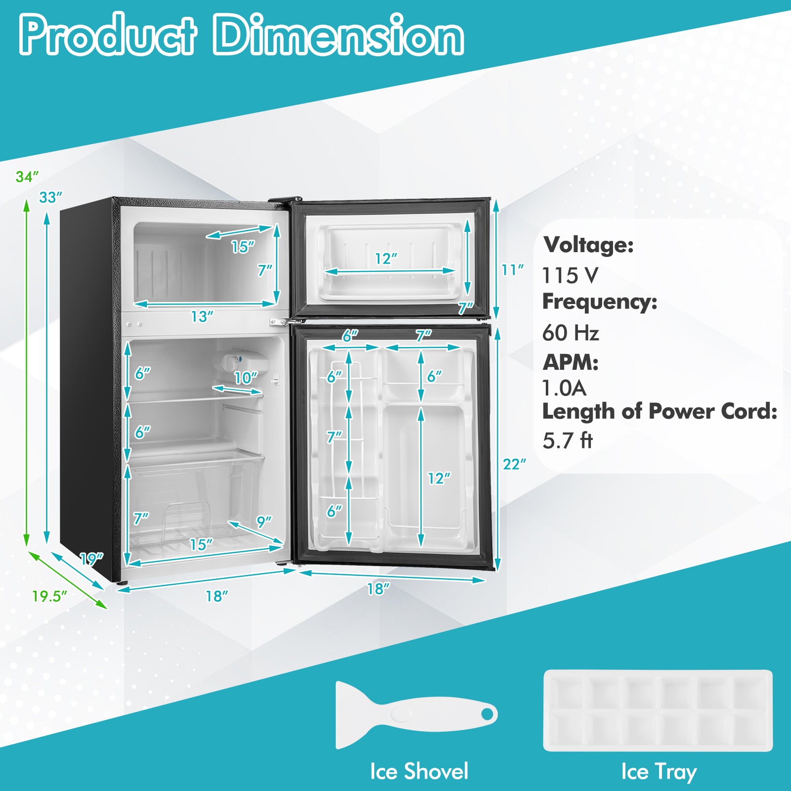 3.2 Cu. Ft Compact Mini Fridge with 5 Temperature Settings, Black Refrigerators & Freezers at Gallery Canada