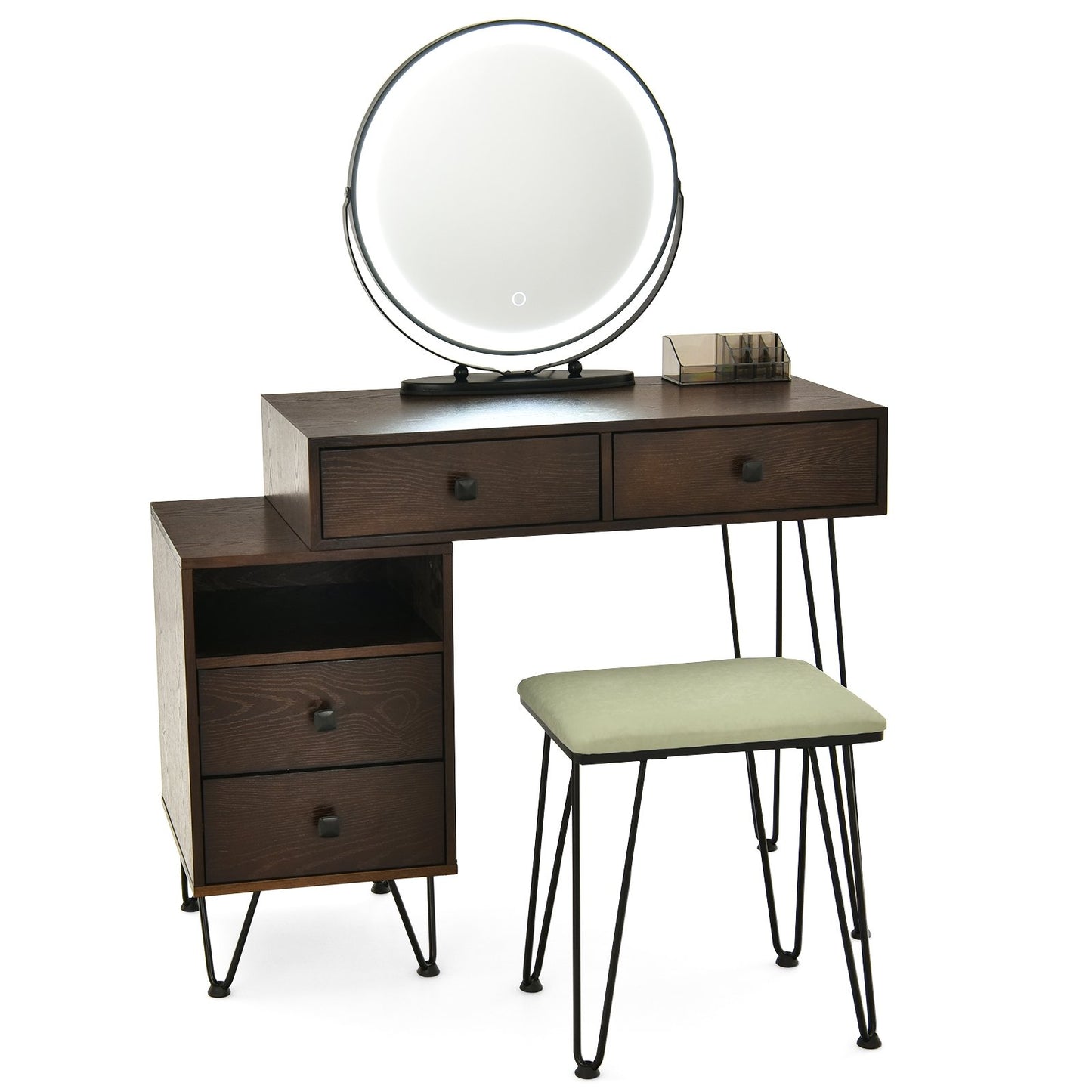 Modern Dressing Table with Storage Cabinet, Brown - Gallery Canada