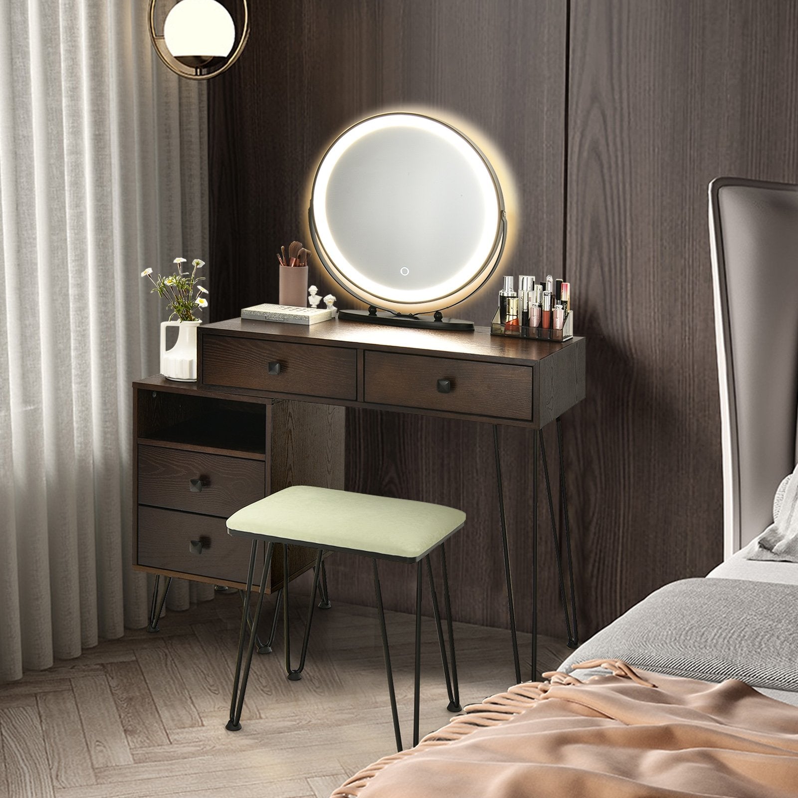 Modern Dressing Table with Storage Cabinet, Brown Makeup Vanities   at Gallery Canada