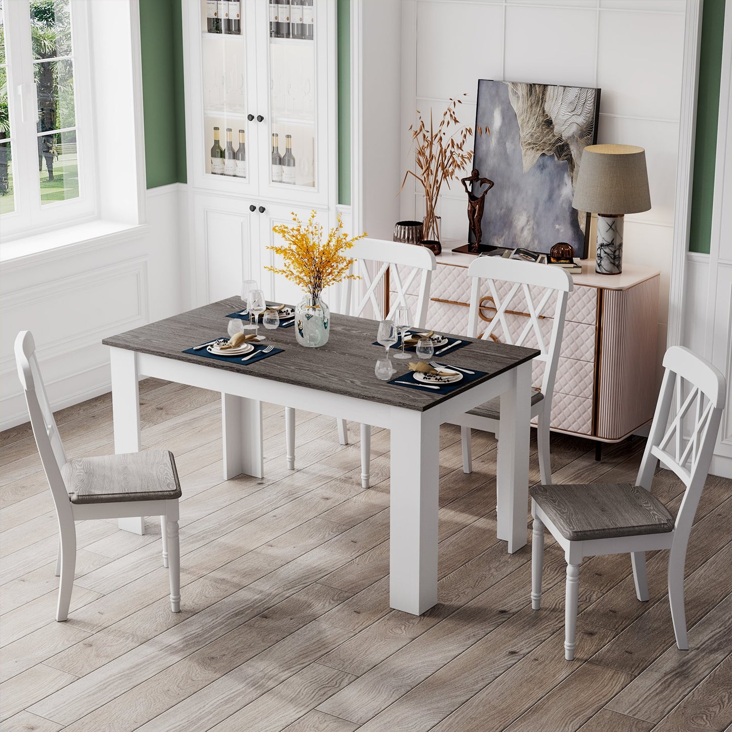 47 Inches Dining Table for Kitchen and Dining Room, Dark Gray Dining Tables   at Gallery Canada