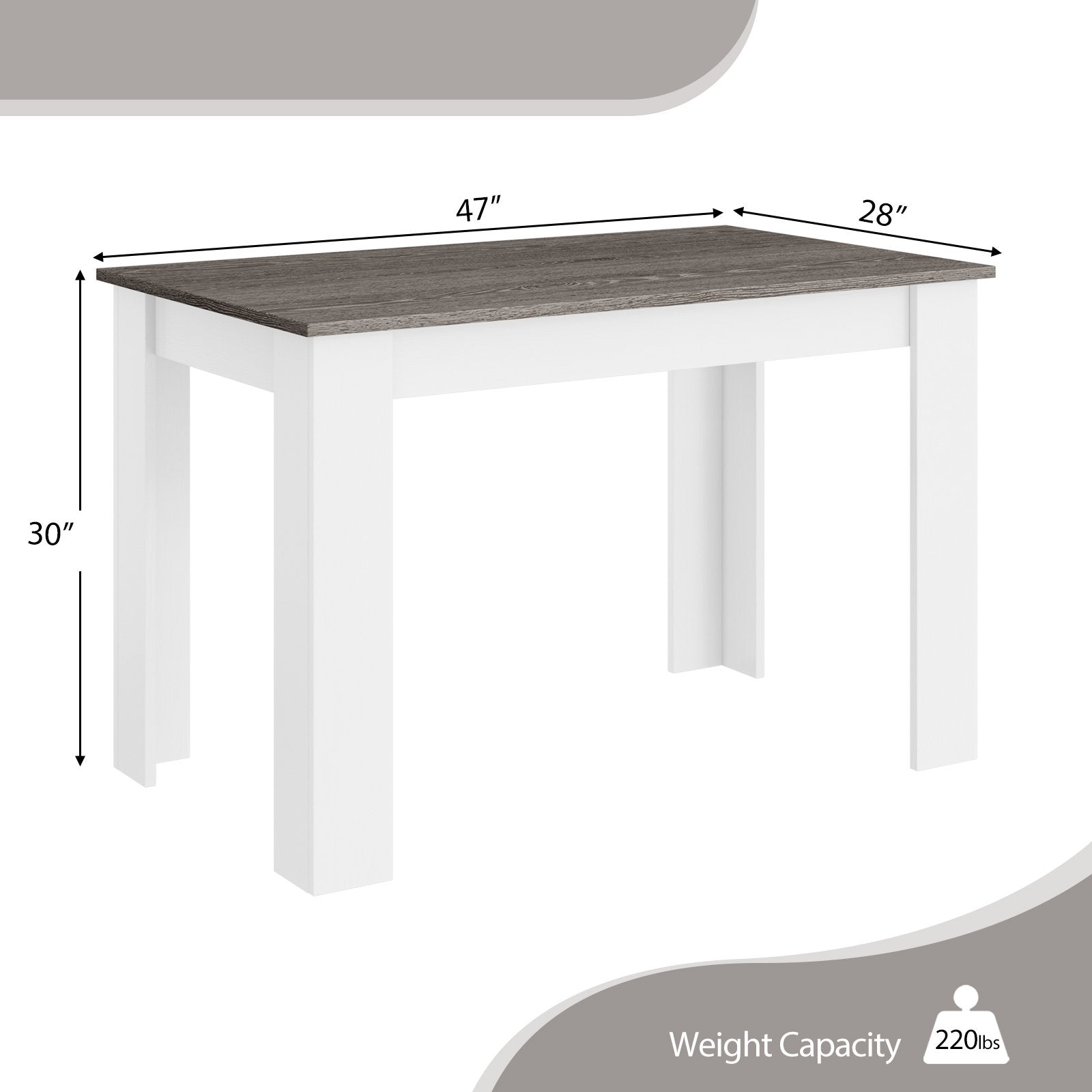 47 Inches Dining Table for Kitchen and Dining Room, Dark Gray Dining Tables   at Gallery Canada