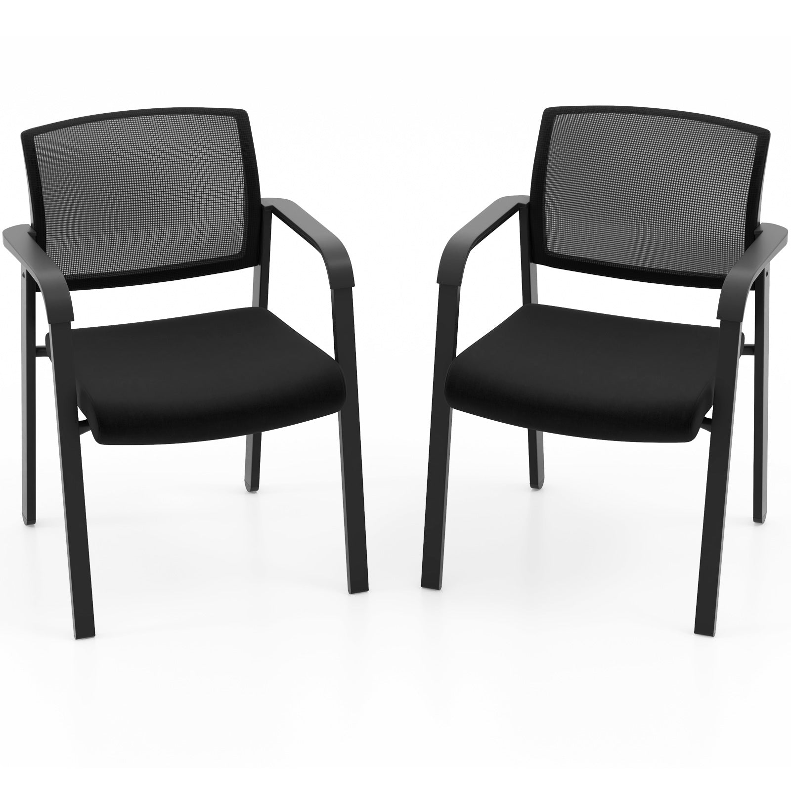 Set of 2 Stackable Reception Room Chairs with Padded Seat, Black Conference Chairs   at Gallery Canada