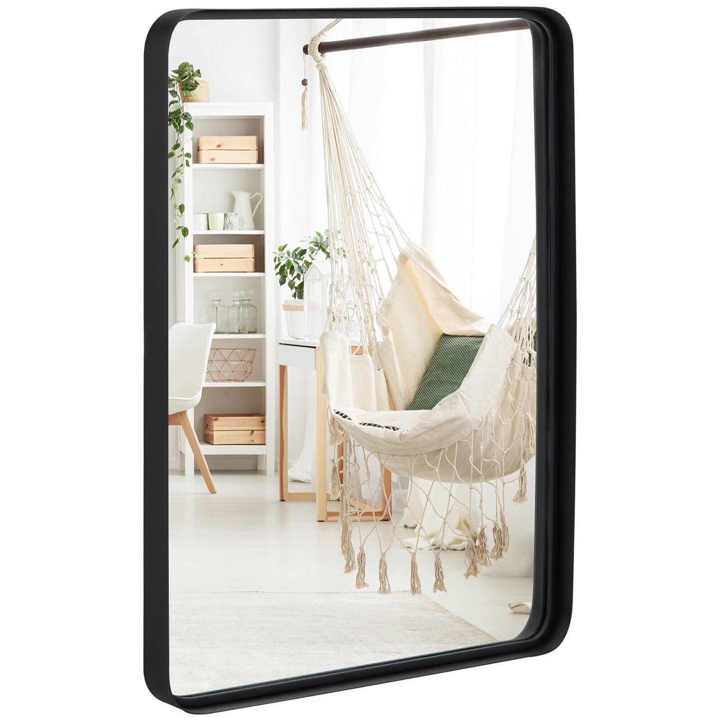 Rectangular Wall Mount Bathroom Mirror with Solid Steel Frame-M, Black Wall Mirrors at Gallery Canada