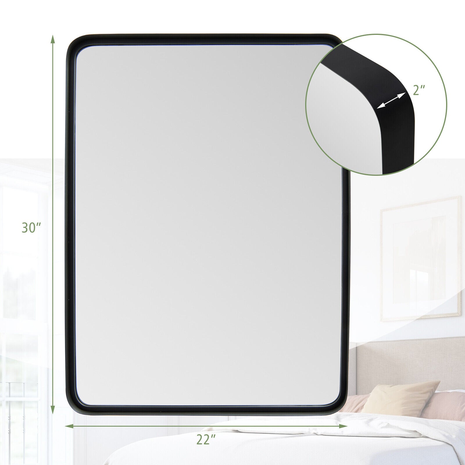 Rectangular Wall Mount Bathroom Mirror with Solid Steel Frame-M, Black Wall Mirrors at Gallery Canada