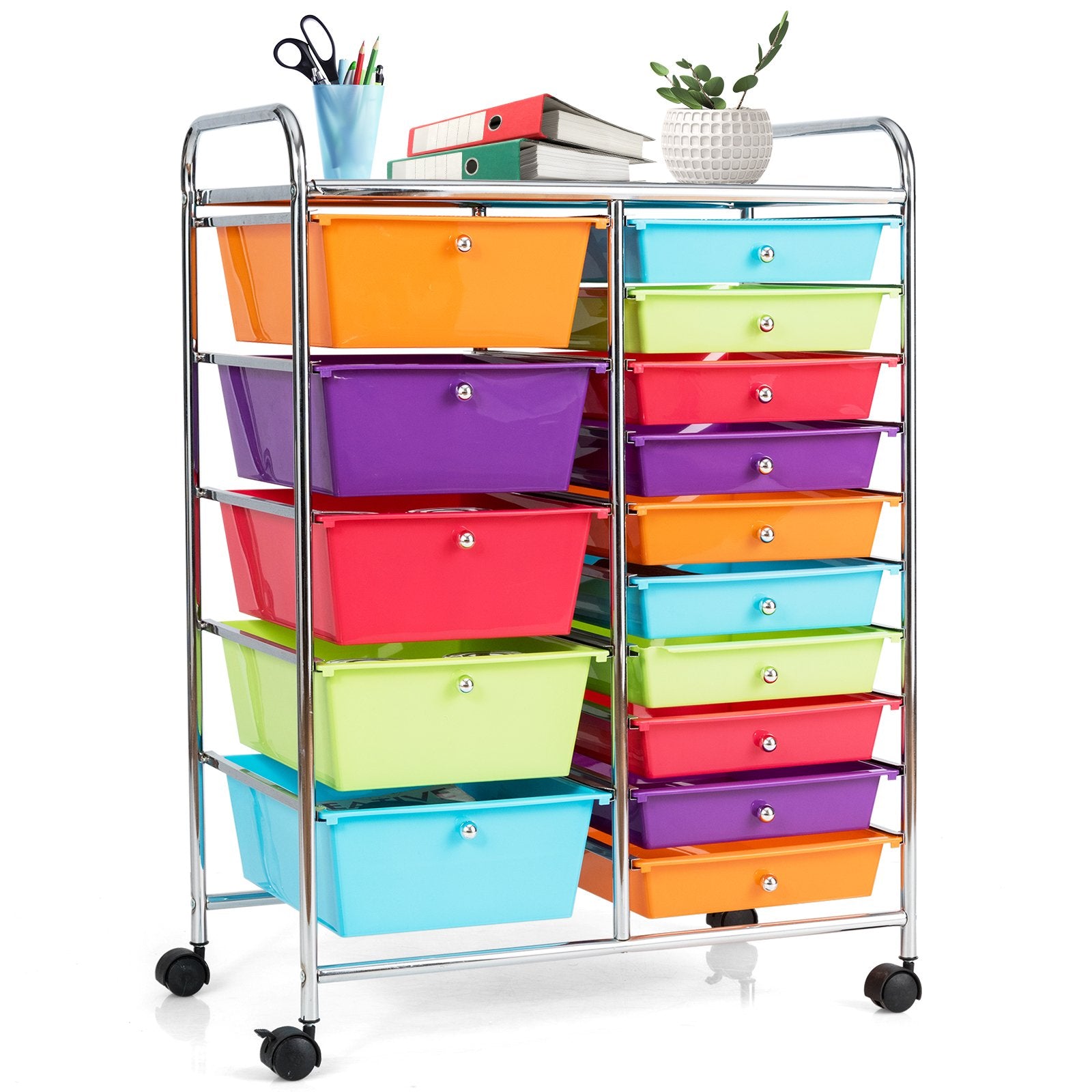15-Drawer Utility Rolling Organizer Cart Multi-Use Storage, Multicolor - Gallery Canada
