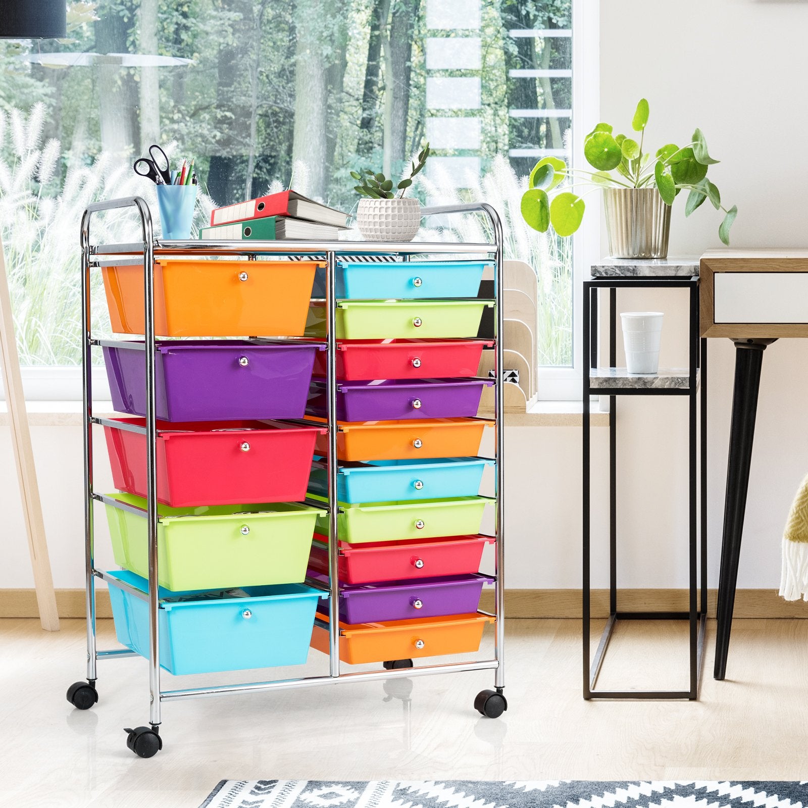 15-Drawer Utility Rolling Organizer Cart Multi-Use Storage, Multicolor - Gallery Canada