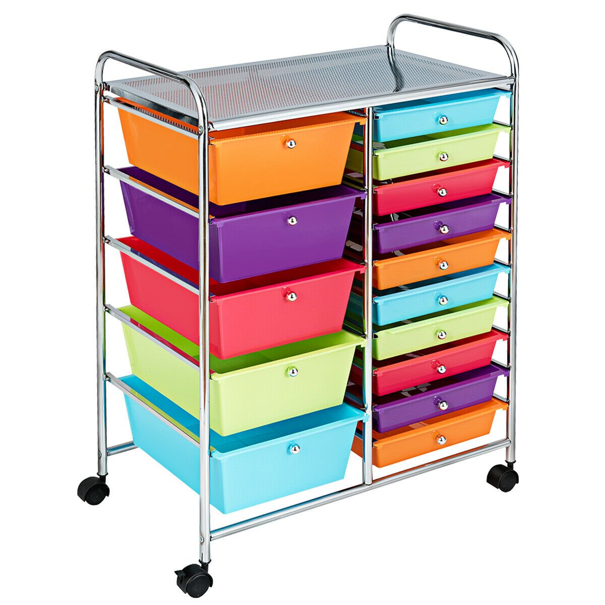 15-Drawer Utility Rolling Organizer Cart Multi-Use Storage, Multicolor - Gallery Canada