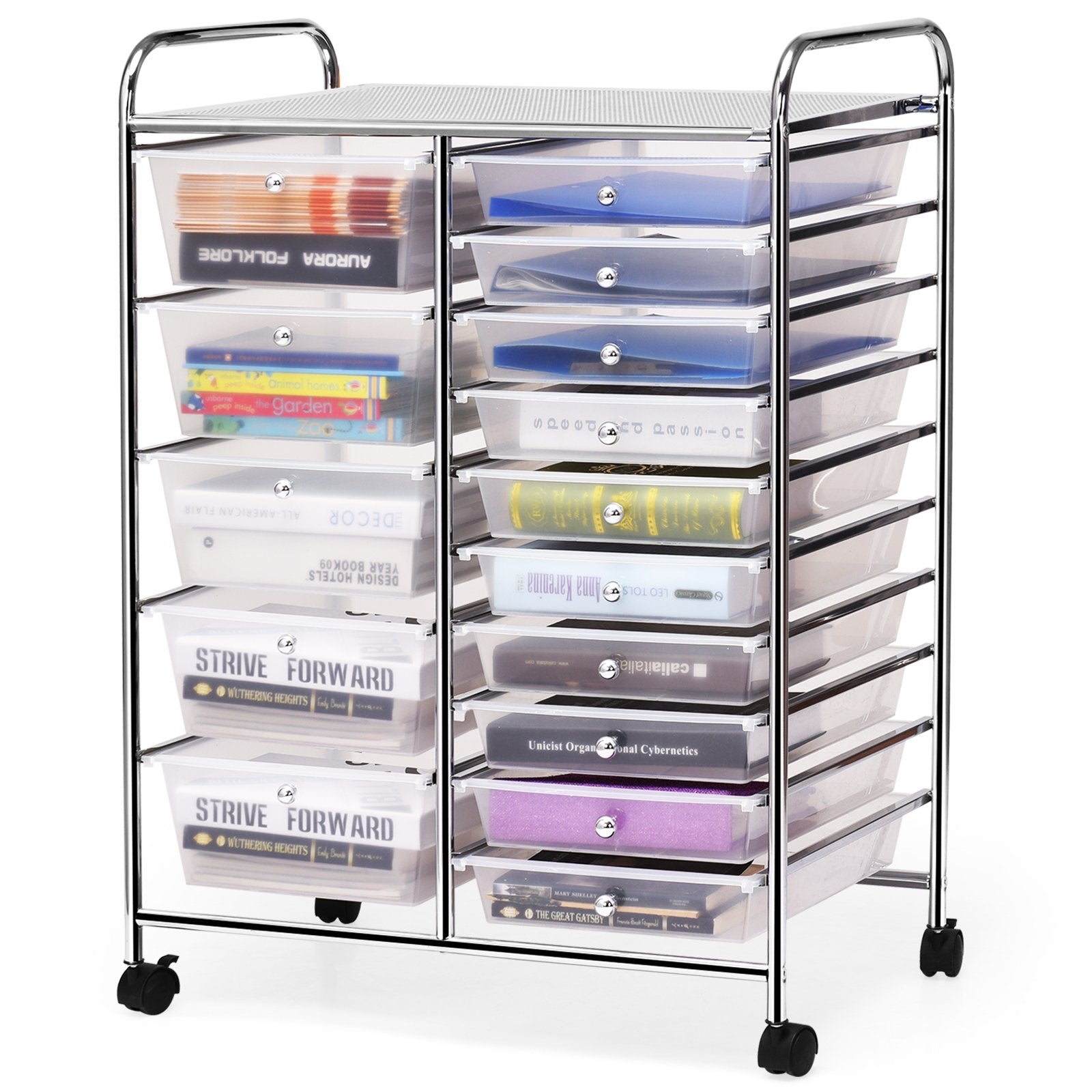 15-Drawer Utility Rolling Organizer Cart Multi-Use Storage, Transparent - Gallery Canada