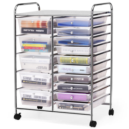 15-Drawer Utility Rolling Organizer Cart Multi-Use Storage, Transparent - Gallery Canada