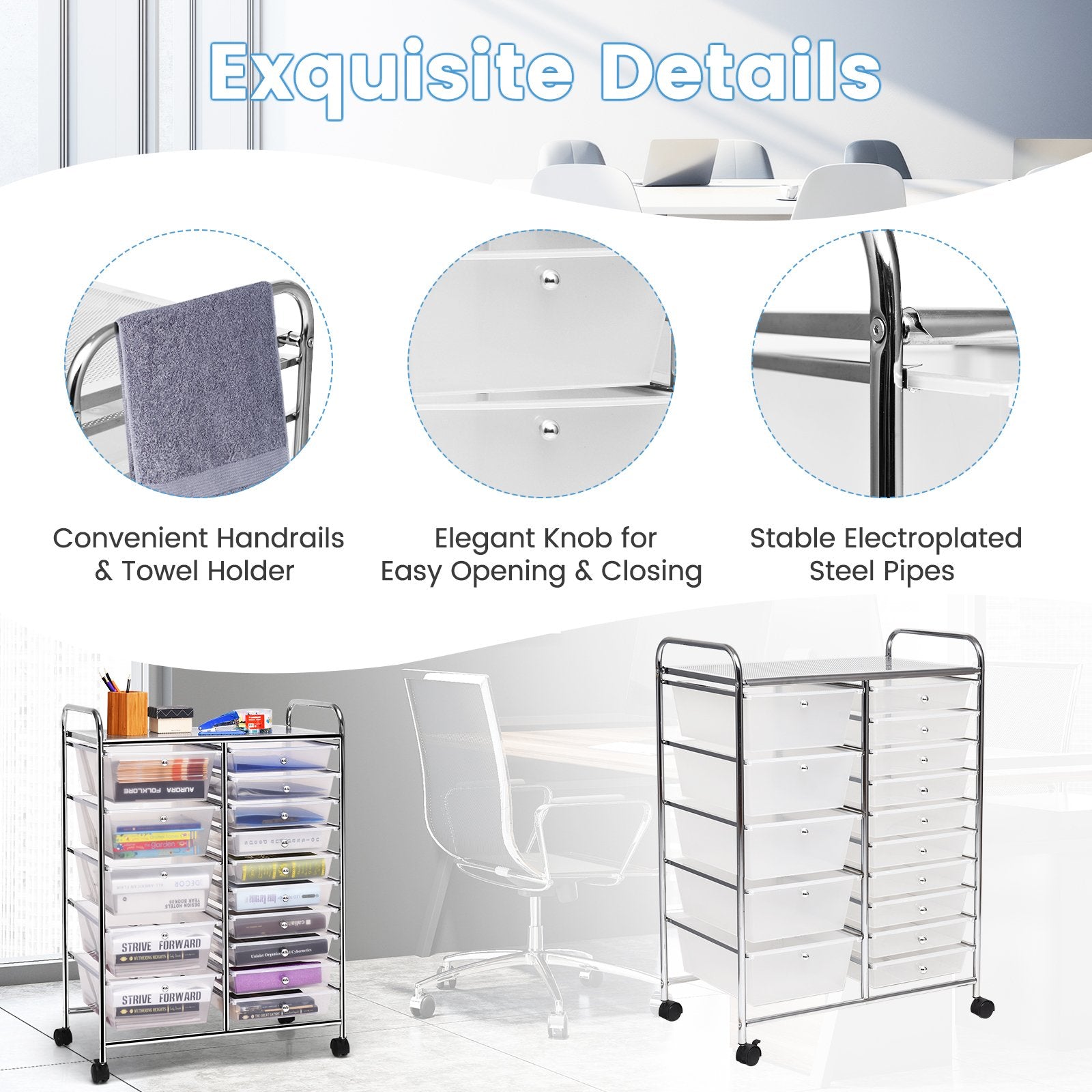 15-Drawer Utility Rolling Organizer Cart Multi-Use Storage, Transparent File Cabinets   at Gallery Canada