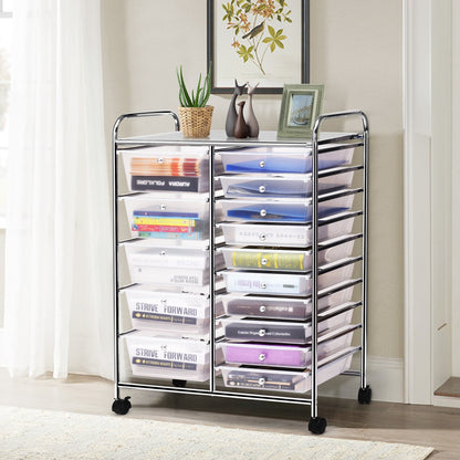 15-Drawer Utility Rolling Organizer Cart Multi-Use Storage, Transparent - Gallery Canada