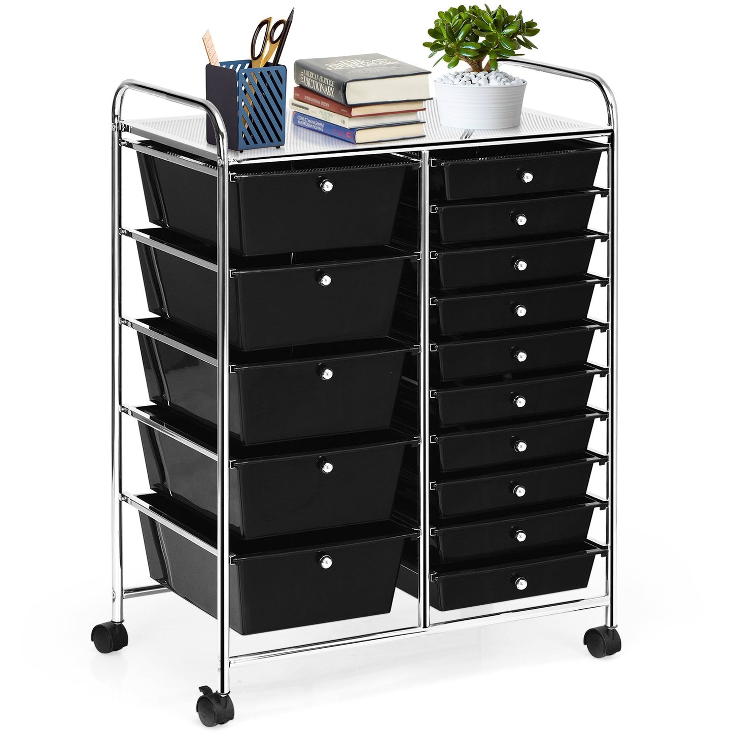 15-Drawer Utility Rolling Organizer Cart Multi-Use Storage, Black File Cabinets   at Gallery Canada