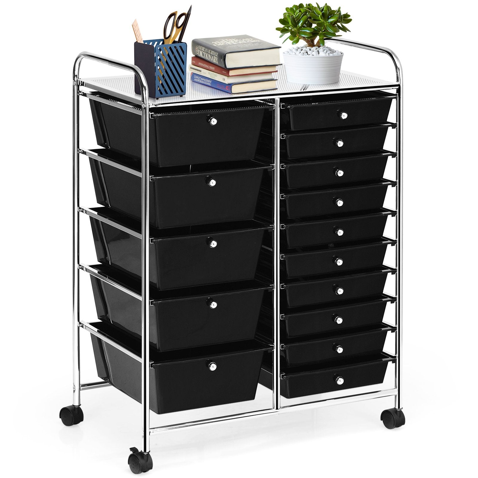 15-Drawer Utility Rolling Organizer Cart Multi-Use Storage, Black - Gallery Canada