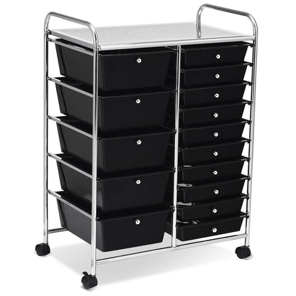 15-Drawer Utility Rolling Organizer Cart Multi-Use Storage, Black File Cabinets   at Gallery Canada