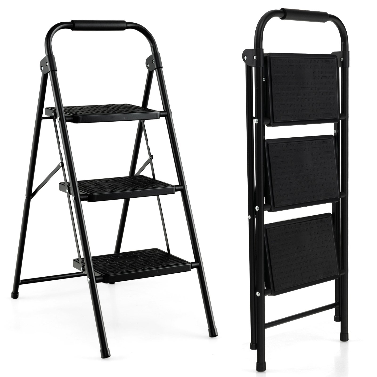 3-Step Ladder with Wide Anti-Slip Pedal-3-Step, Black Ladders   at Gallery Canada