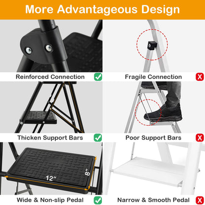 3-Step Ladder with Wide Anti-Slip Pedal-3-Step, Black Ladders   at Gallery Canada