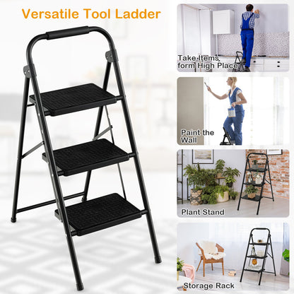 3-Step Ladder with Wide Anti-Slip Pedal-3-Step, Black Ladders   at Gallery Canada