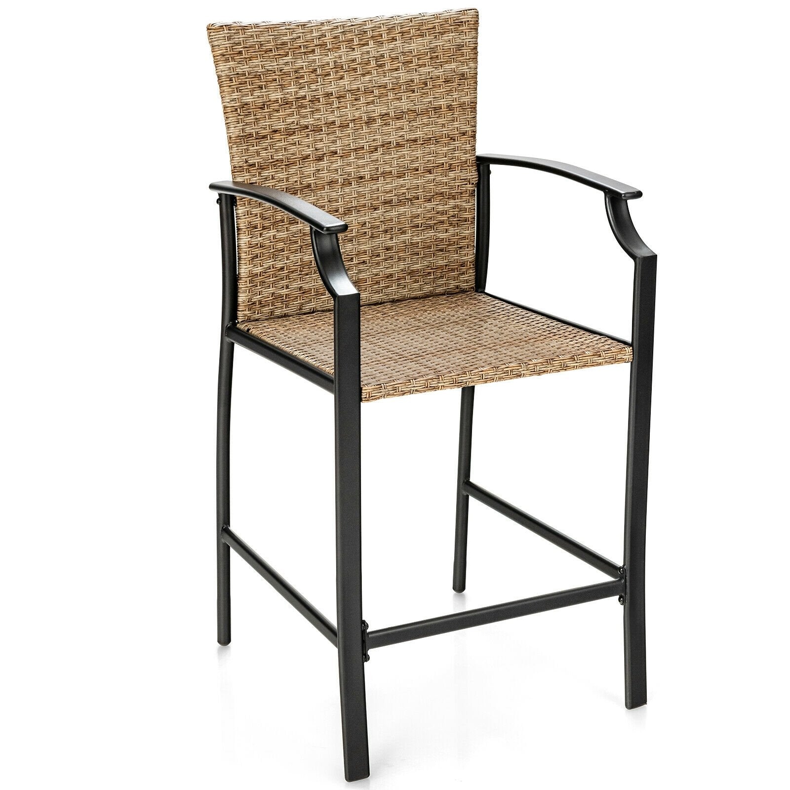 Patio Rattan Bar Stools Set of 4 with Soft Cushions, Beige Patio Bar Furniture   at Gallery Canada