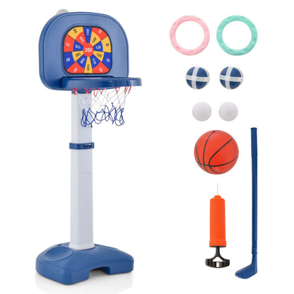 4-In-1 Adjustable Kids Basketball Hoop with Ring Toss Sticky Ball Toy Sports   at Gallery Canada