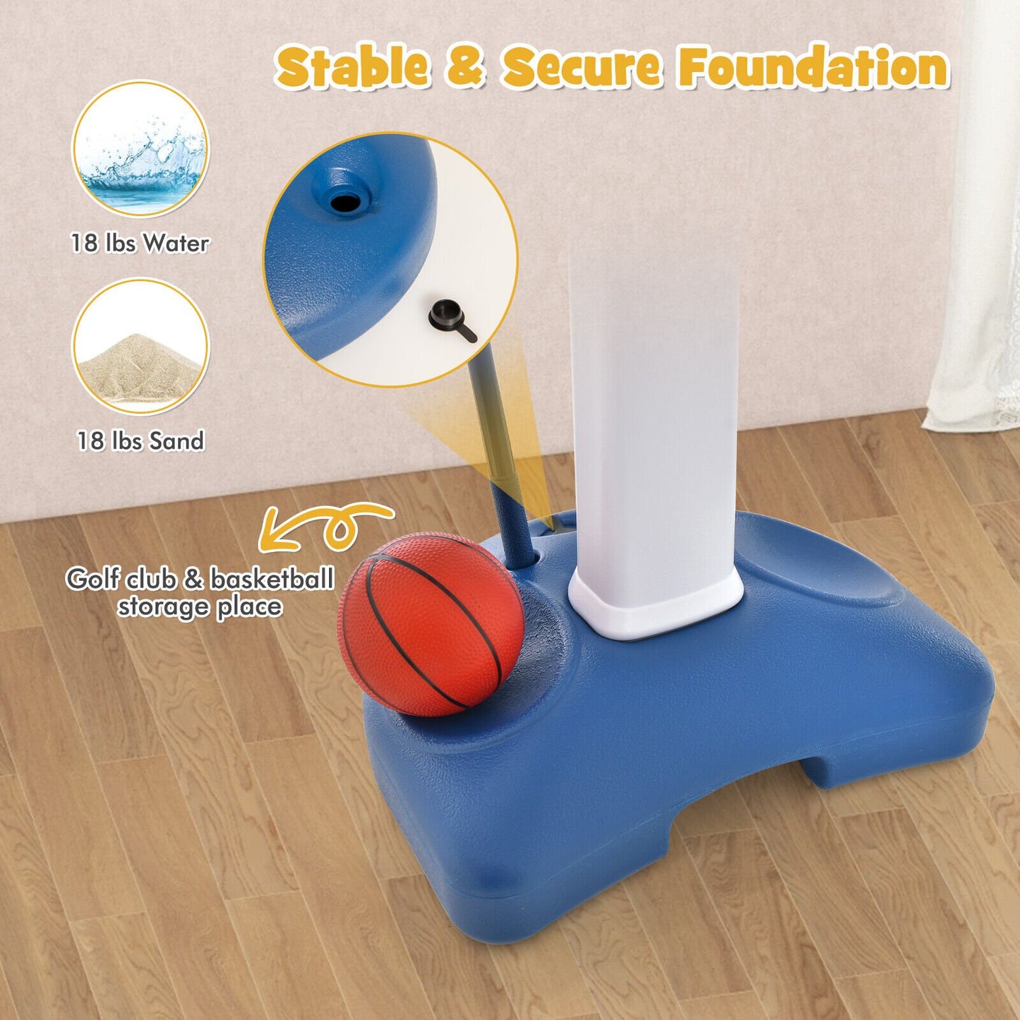 4-In-1 Adjustable Kids Basketball Hoop with Ring Toss Sticky Ball Toy Sports   at Gallery Canada