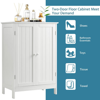 Bathroom Floor Storage Double Door Cupboard Cabinet, White Floor Cabinets   at Gallery Canada