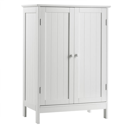 Bathroom Floor Storage Double Door Cupboard Cabinet, White