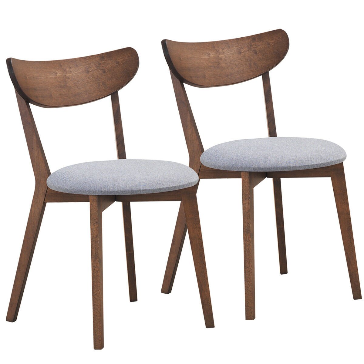 Set of 2 Dining Chairs Upholstered Curved Back Side, Walnut Dining Chairs   at Gallery Canada