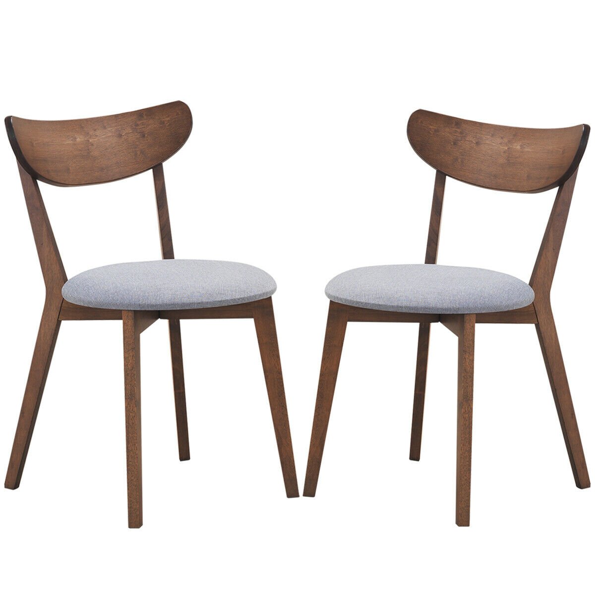 Set of 2 Dining Chairs Upholstered Curved Back Side, Walnut Dining Chairs   at Gallery Canada