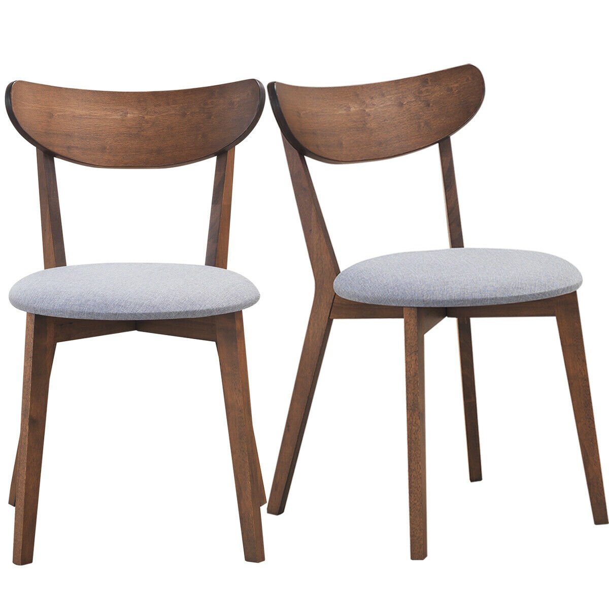 Set of 2 Dining Chairs Upholstered Curved Back Side, Walnut Dining Chairs   at Gallery Canada