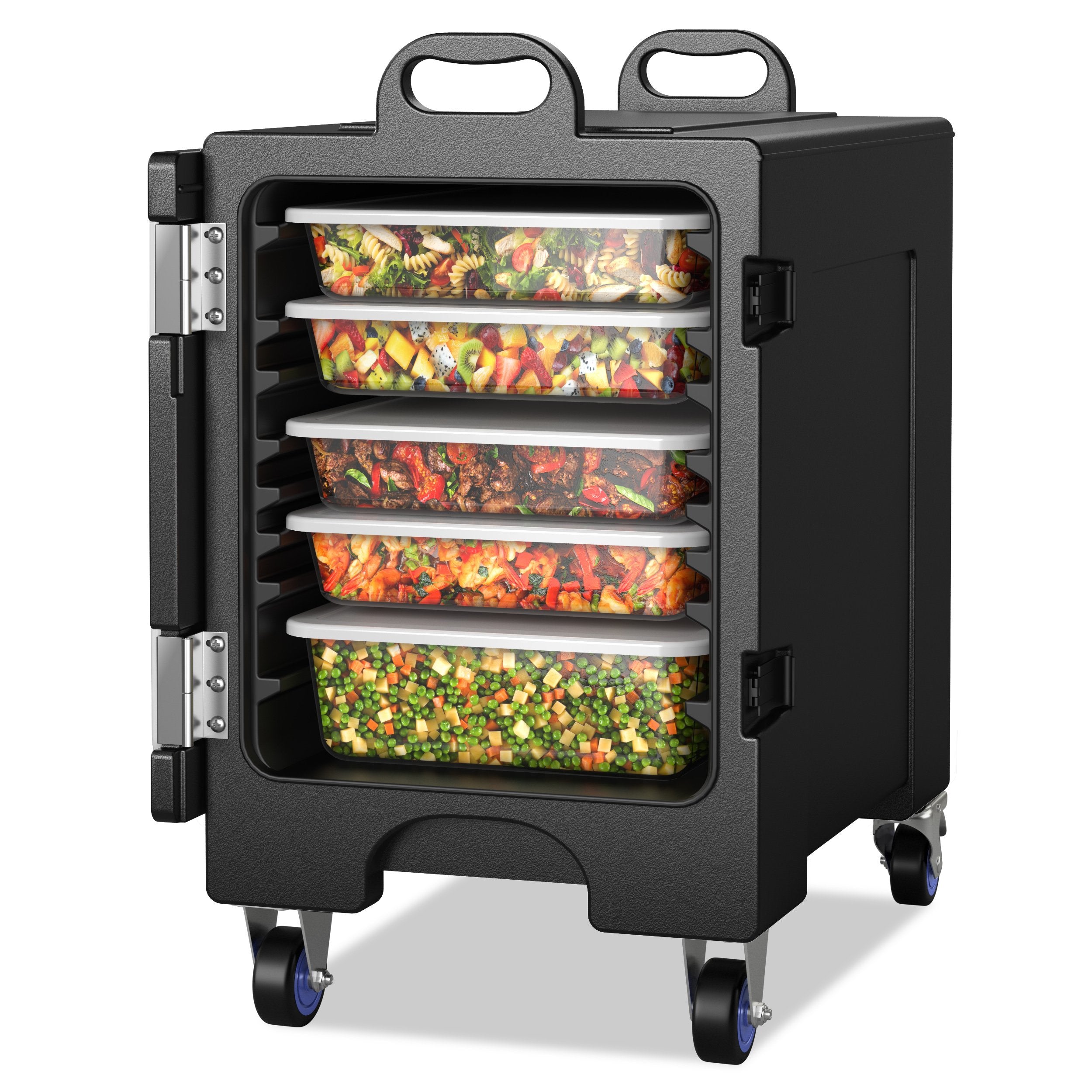 81 Quart Capacity End-loading Insulated Food Pan Carrier with Wheels, Black Food Warmers & Burners   at Gallery Canada