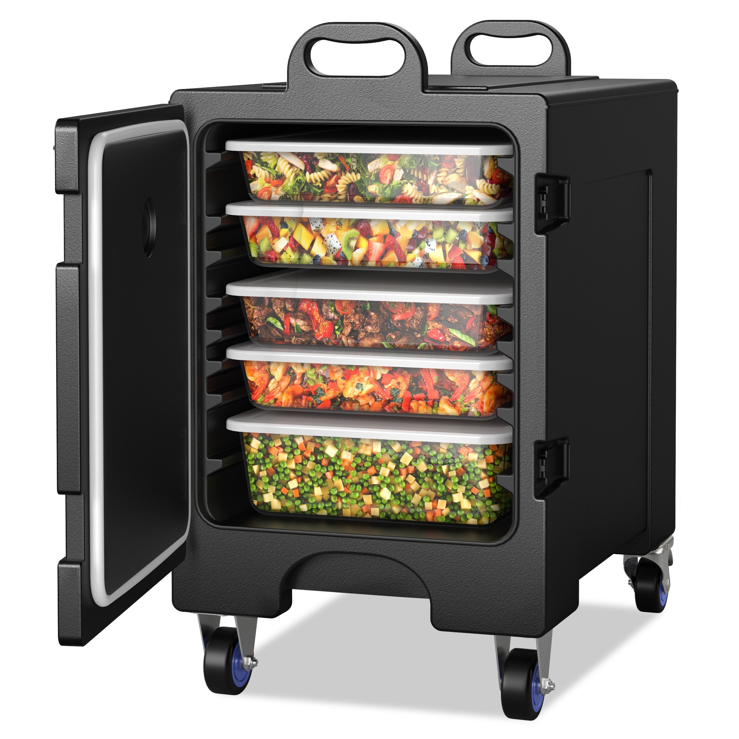 81 Quart Capacity End-loading Insulated Food Pan Carrier with Wheels, Black Food Warmers & Burners   at Gallery Canada