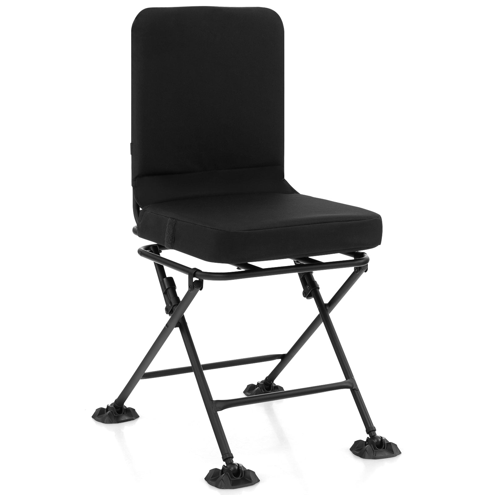 Swivel Folding Chair with Backrest and Padded Cushion, Black Camping Furniture at Gallery Canada