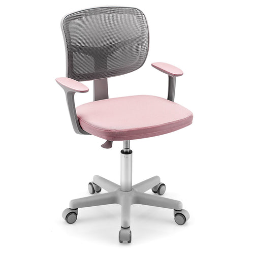 Adjustable Desk Chair with Auto Brake Casters for Kids, Pink