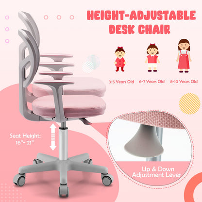 Adjustable Desk Chair with Auto Brake Casters for Kids, Pink Kids Chairs & Seating   at Gallery Canada