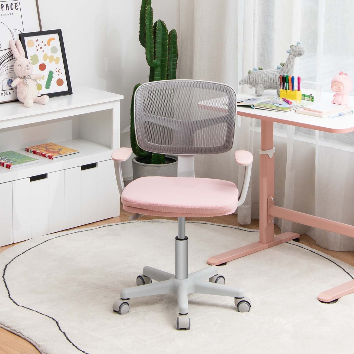 Adjustable Desk Chair with Auto Brake Casters for Kids, Pink Kids Chairs & Seating   at Gallery Canada