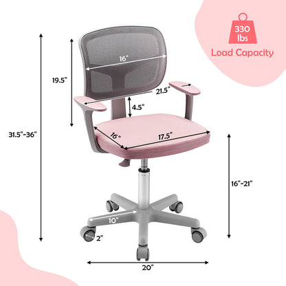 Adjustable Desk Chair with Auto Brake Casters for Kids, Pink Kids Chairs & Seating   at Gallery Canada