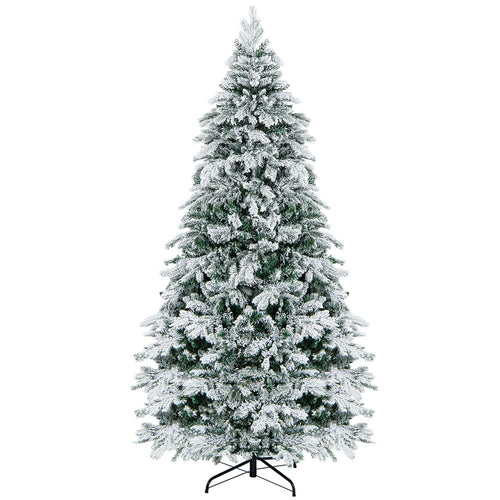 4.5/6/7 Feet Flocked Christmas Tree with Warm White LED Lights-7 ft