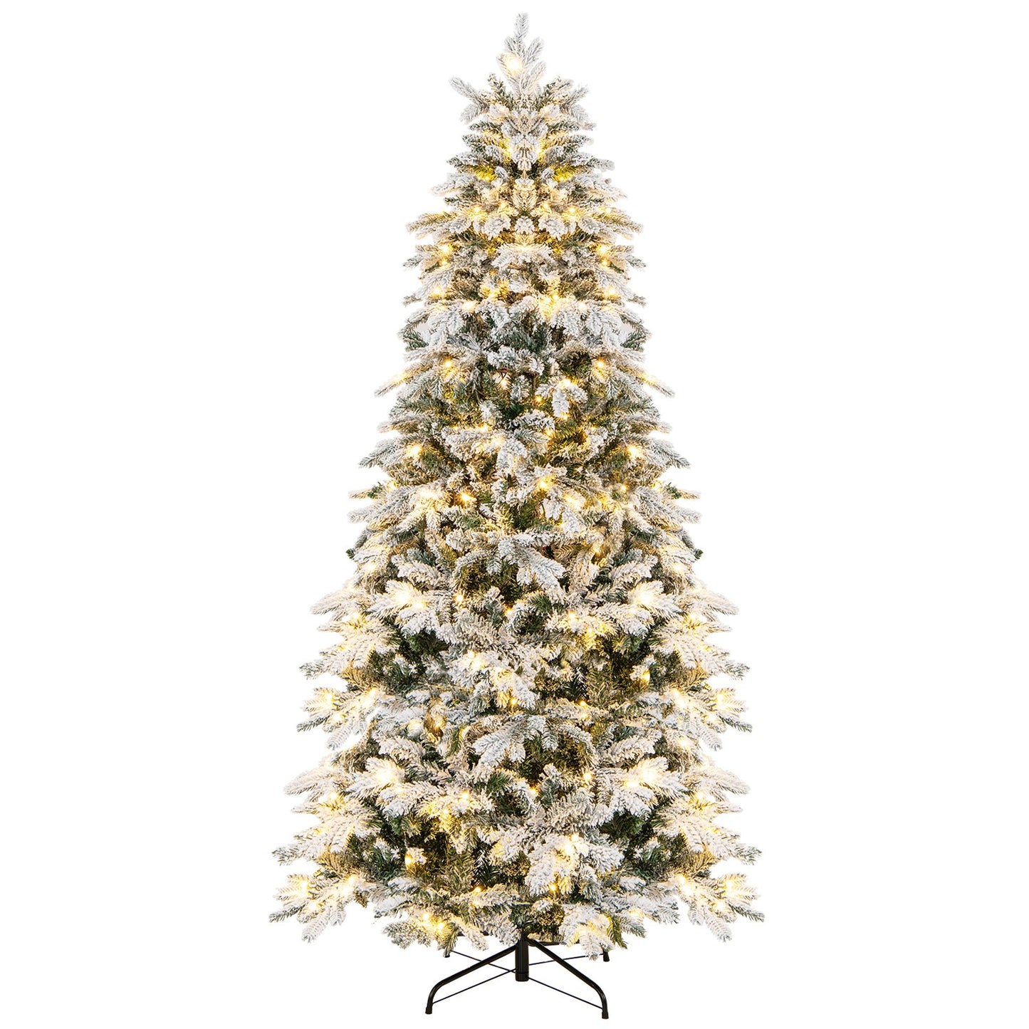 4.5/6/7 Feet Flocked Christmas Tree with Warm White LED Lights-7 ft Christmas Tree   at Gallery Canada