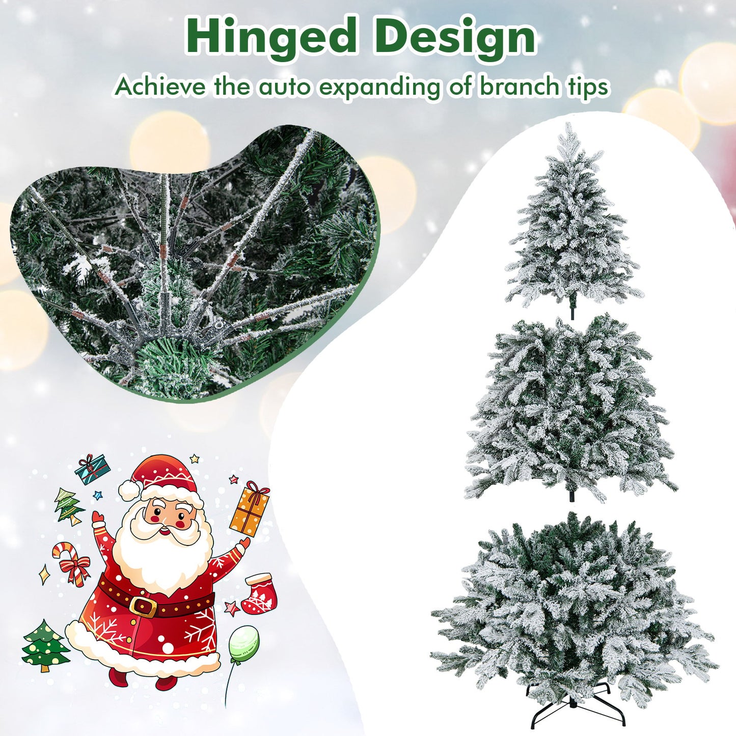 4.5/6/7 Feet Flocked Christmas Tree with Warm White LED Lights-7 ft Christmas Tree   at Gallery Canada